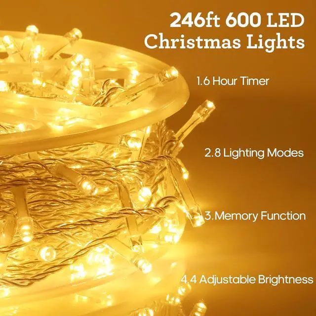 Alt view image 5 of 7 - 246FT 600 LED Christmas Lights Outdoor Waterproof