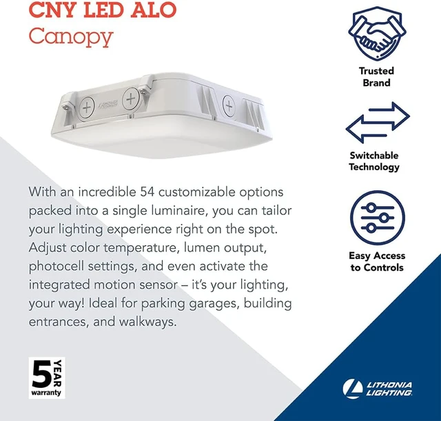 Alt view image 2 of 7 - Lithonia Lighting 10" Square Canopy LED Outdoor Ceiling Light, White