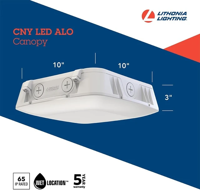 Alt view image 4 of 7 - Lithonia Lighting 10" Square Canopy LED Outdoor Ceiling Light, White