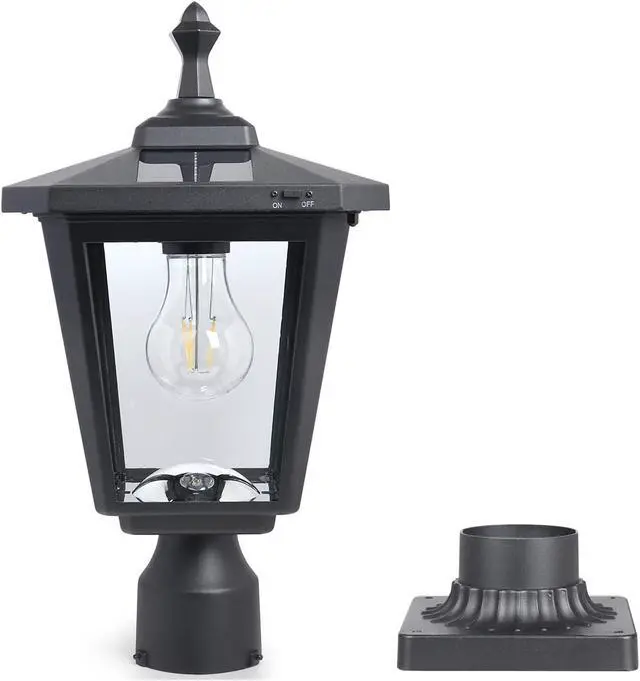 Alt view image 2 of 4 - Solar Post Light Outdoor ST4319Q Cast Aluminum Filament LED with Mounting Base for Pire Pillar Garden Yard Pole Bollard Gates Driveway Pathway Walkway
