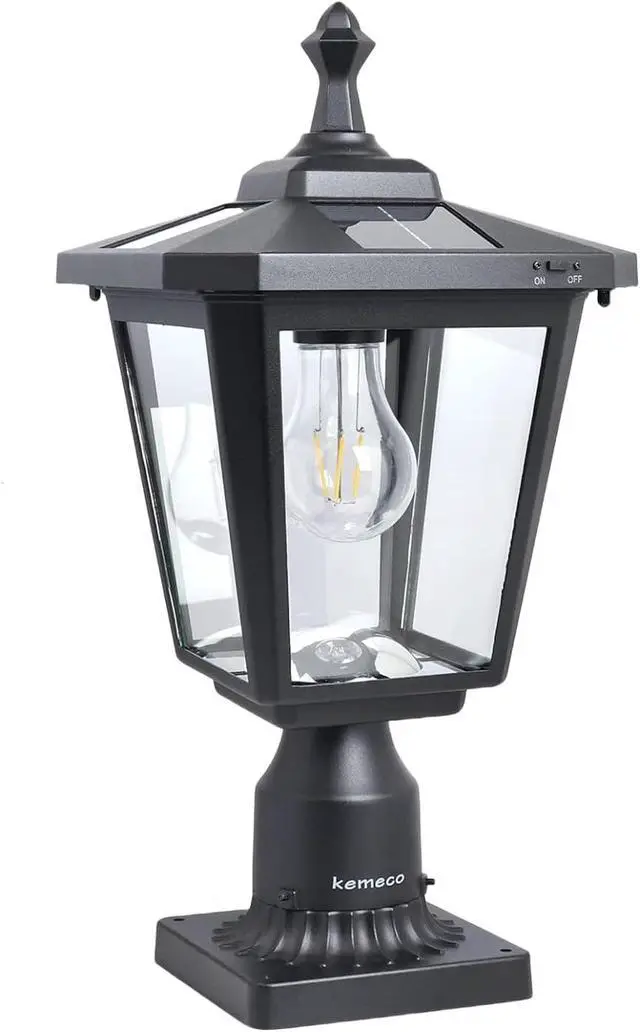 Alt view image 4 of 4 - Solar Post Light Outdoor ST4319Q Cast Aluminum Filament LED with Mounting Base for Pire Pillar Garden Yard Pole Bollard Gates Driveway Pathway Walkway