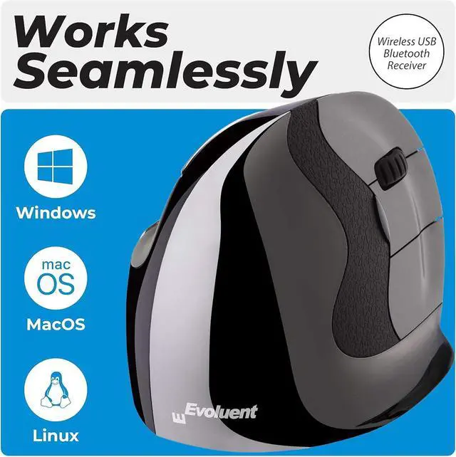 Alt view image 3 of 7 - Evoluent  Inventor of The Vertical Mouse  VMDSW Ergonomic Vertical Mouse Right Hand Small USB Wireless, Sculpted for Comfort, Reduces Wrist Strain, 4 Speeds, 6 Customizable Buttons in Windows