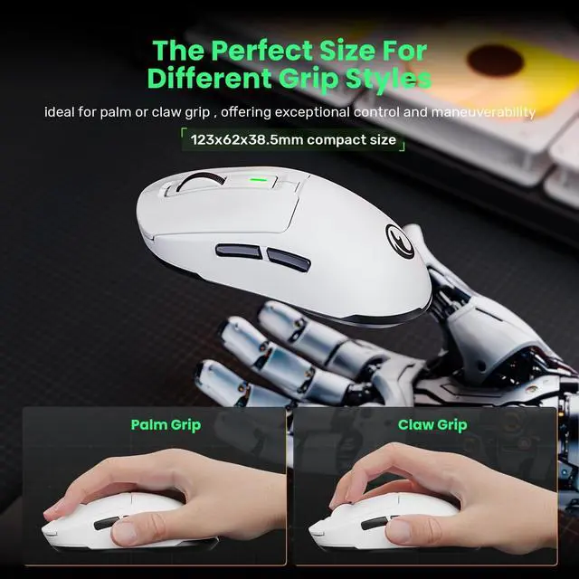 Alt view image 4 of 7 - G59 2.4G/BT/Wired Wireless Gaming Mouse Rechargeable USB Type-C Wireless Game Mouse 6 Adjustable DPI Max 8000 DPI 60g Lightweight 6 Programmable Buttons PC Computer Laptop Win 11 10 Mac