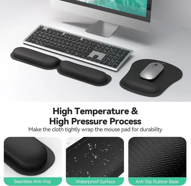 Alt view image 6 of 7 - TECKNET Ergonomic Keyboard Wrist Rest and Mouse Pad, Foldable Memory Foam Wrist Rest for Computer Keyboard, Durable Mousepad for Computer Laptop Mac, Lightweight for Easy Typing and Pain Relief, Black