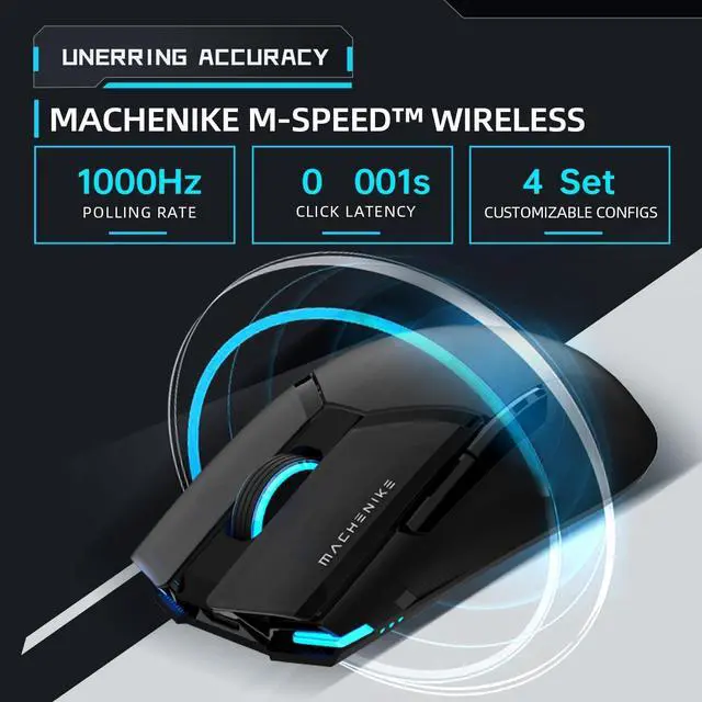 Alt view image 3 of 7 - Machenike Wireless Gaming Mouse,26,000 DPI,PAW3395 Sensor,RGB Backlit,Ergonomic Design,6 Programmable Buttons,Long Battery Life,Ultra-Lightweight,White Gaming Mice Compatible with PC, Mac