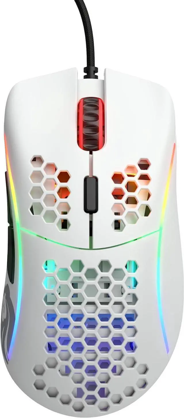 Alt view image 2 of 7 - Glorious Model D Wired Gaming Mouse - 68g Superlight Honeycomb Design, RGB, Ergonomic, Pixart 3360 Sensor, Omron Switches, PTFE Feet, 6 Buttons - Matte White