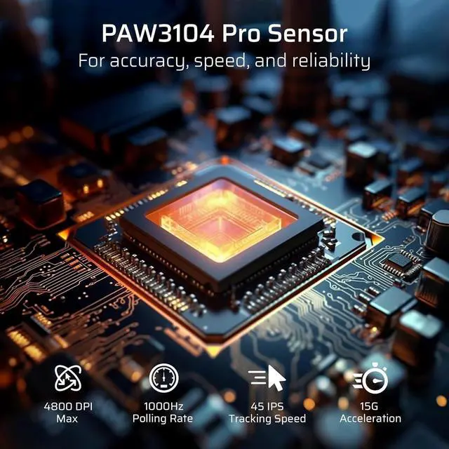 Alt view image 3 of 7 - LTC GM023 Tri-Mode Wireless Gaming Mouse, 79g Ultra-Light Honeycomb Ergonomic Gaming Mouse, 2.4Ghz/BT/Wired, 6-Level DPI 4800, 6 Programmable Buttons, Pro Software