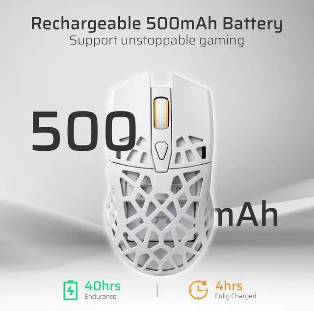 Alt view image 6 of 7 - LTC GM023 Tri-Mode Wireless Gaming Mouse, 79g Ultra-Light Honeycomb Ergonomic Gaming Mouse, 2.4Ghz/BT/Wired, 6-Level DPI 4800, 6 Programmable Buttons, Pro Software