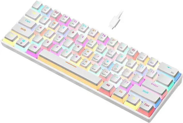 Main image of abucow Mechanical Keyboard Wired 60% Gaming Keyboard with 18 Style Colorful RGB Backlit Custom 63 Swappable keycaps (White&RGB)