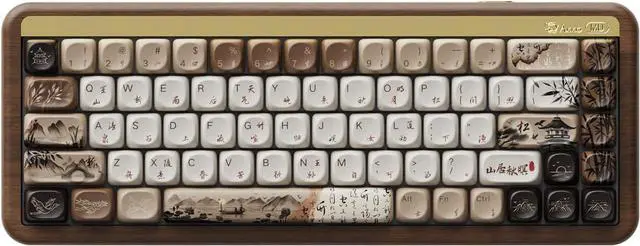 Main image of Akko Mechanical Gaming Keyboard with Walnut Wooden Case, MU01 Mountain Seclusion 65% 68-Key RGB 2.4G Wireless/Bluetooth/Wired Hot-swappable Keyboard with PBT Dye-Sub Keycaps for Mac & Win