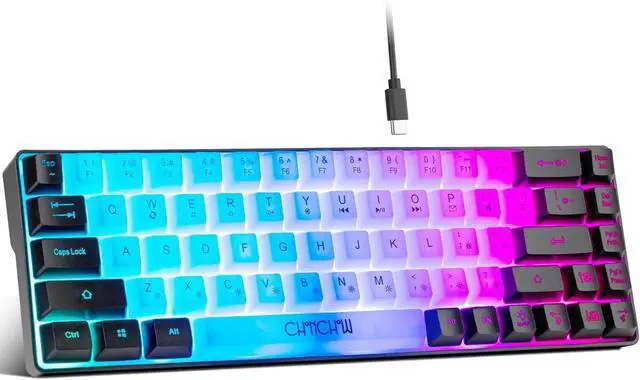 Main image of CHONCHOW Mini RGB 60% Gaming Keyboard, 68 Keys Small Compact USB Wired Rainbow Light Up Backlit Gaming Keyboard for Xbox PS4 PS5 PC Laptop Gamer(White-Black)