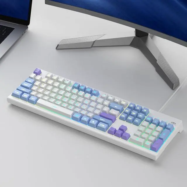 Alt view image 6 of 7 - MageGee Creamy Keyboards,K2 Classic Keyboard Wired RGB Backlit 104 Keys Waterproof Ergonomic Keyboard,PC Keyboards for PC/loptop/MAC - Lris Violet