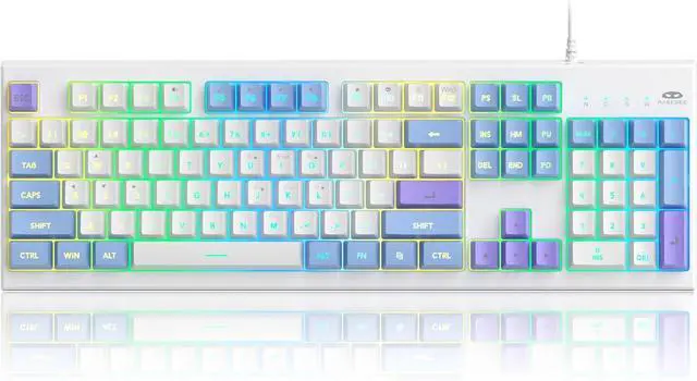 Alt view image 7 of 7 - MageGee Creamy Keyboards,K2 Classic Keyboard Wired RGB Backlit 104 Keys Waterproof Ergonomic Keyboard,PC Keyboards for PC/loptop/MAC - Lris Violet
