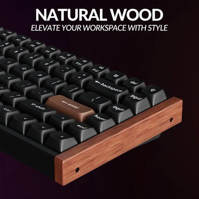 Alt view image 4 of 7 - Keychron K2 HE Rapid Trigger Wireless Custom Mechanical Keyboard with Hall Effect Gateron Double-Rail Magnetic Switch, QMK 2.4 GHz Bluetooth 5.2 RGB Compatible with Mac Windows Linux (Aluminum + Wood)