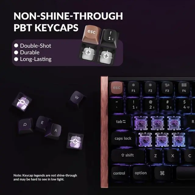 Alt view image 6 of 7 - Keychron K2 HE Rapid Trigger Wireless Custom Mechanical Keyboard with Hall Effect Gateron Double-Rail Magnetic Switch, QMK 2.4 GHz Bluetooth 5.2 RGB Compatible with Mac Windows Linux (Aluminum + Wood)
