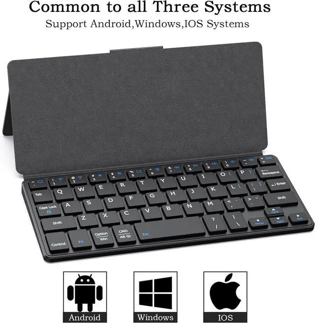 Alt view image 5 of 7 - Universal Wireless Keyboards Ultra Light Portable Mini Keyboard with Adjustable Angle Stand & Leather Case,Computer Keyboards Rechargeable Travel Bluetooth Keyboard for iPad Android,Windows and iOS