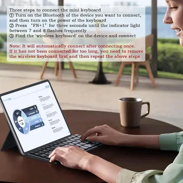 Alt view image 7 of 7 - Universal Wireless Keyboards Ultra Light Portable Mini Keyboard with Adjustable Angle Stand & Leather Case,Computer Keyboards Rechargeable Travel Bluetooth Keyboard for iPad Android,Windows and iOS