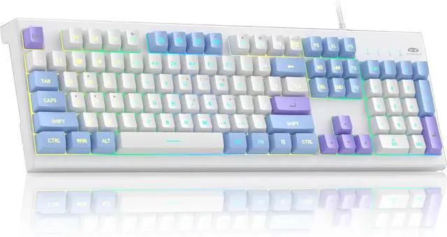 Main image of MageGee Creamy Keyboards,K2 Classic Keyboard Wired RGB Backlit 104 Keys Waterproof Ergonomic Keyboard,PC Keyboards for PC/loptop/MAC - Lris Violet