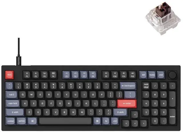 Main image of Keychron V5 Wired Custom Mechanical Keyboard Knob Version, 96% Layout QMK/VIA Programmable with Hot-swappable Keychron K Pro Brown Switch Compatible with Mac Windows Linux Black (Non-Transparent)