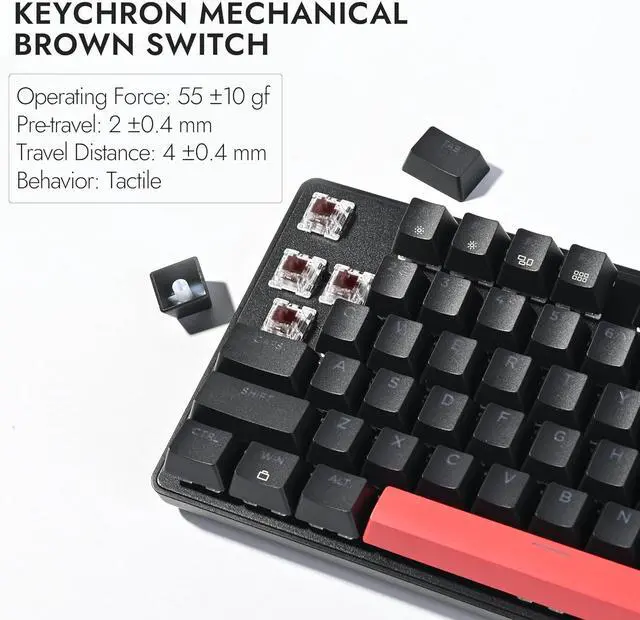 Alt view image 7 of 7 - X1 Wired Mechanical Keyboard, QMK Programmable TKL Layout with Pre-Lubed Tactile Switch, North-Facing Red Backlit NKRO Compatible with Windows