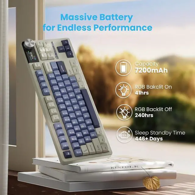Alt view image 5 of 7 - RK ROYAL KLUDGE S85 Wireless Mechanical Keyboard, 85% Wireless TKL Keyboard with Display & Ratchet Knob, Custom Linear Silent Switches, Triple-Mode, 7200mAh Battery, Hot Swappable