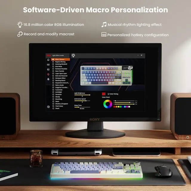 Alt view image 7 of 7 - RK ROYAL KLUDGE S85 Wireless Mechanical Keyboard, 85% Wireless TKL Keyboard with Display & Ratchet Knob, Custom Linear Silent Switches, Triple-Mode, 7200mAh Battery, Hot Swappable