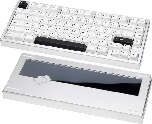 Main image of KEEBMONKEY WOBKEY Rainy 75 CNC Aluminum HMX/JWK/Cocoa Switches Triple-Mode Connectivity Mechanical Keyboard with Superior Acoustics, No RGB/PP/Mirrored Glass/3500mAh/Violet Switch (Lite - Silver)