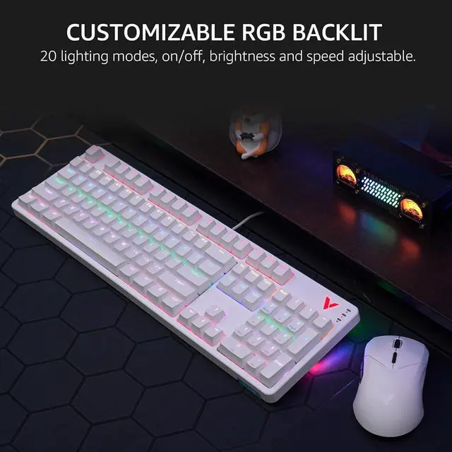 Alt view image 3 of 7 - Rapoo V500Pro Full-Size Mechanical Gaming Keyboard, 104 Keys Anti-Ghosting, Customizable Rainbow RGB Backlit, Multimedia Hotkeys, Removable Top Case, USB-C, Heavy Duty, 2024 Edition, Brown Switch