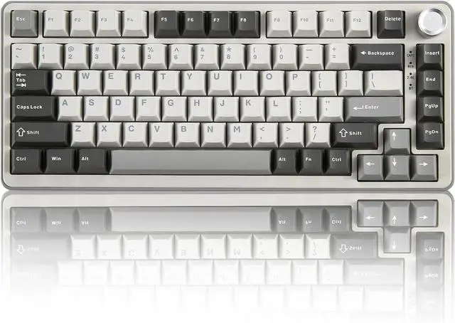 Main image of YUNZII B75 PRO Wireless Mechanical Keyboard,75% Layout with Knob,Hot Swap Gasket Custom Structure,Creamy Pre-lubed Switches,RGB Backlit,Bluetooth/Type-C/2.4G for Win/Mac(Milk Switch,Grey)