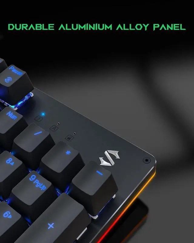 Alt view image 6 of 7 - Black Shark RGB Mechanical Gaming Keyboard LED Backlit Wired Keyboard with Red Switches, Fully Programmable, Anti-Ghosting 104 Keys for Desktop PC, Sixgill K2