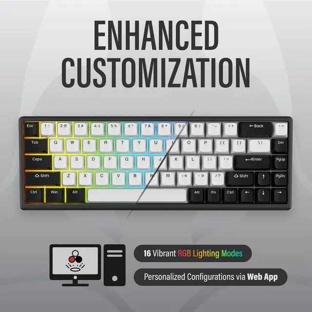 Alt view image 7 of 7 - ARBITER Polar 65 - CNC Magnetic Gaming Keyboard w Rapid Trigger, Hall Effect Switches, CNC Aluminum Frame, Rapid Key, 65% Compact, Bright RGB, Dual-Shot PBT Keycaps - Mint Abyss