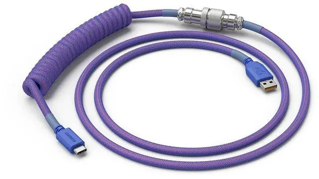 Alt view image 5 of 7 - Glorious Coiled USB C Cable - Artisan Braided Custom Keyboard Cable for Mechanical Gaming Keyboards (Nebula)