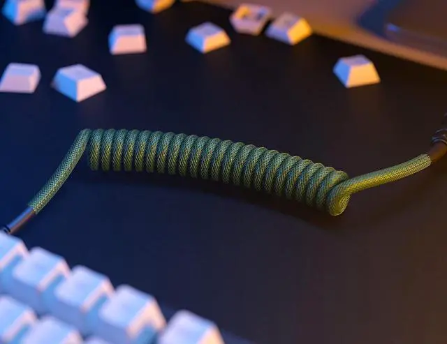 Alt view image 7 of 7 - Glorious Coiled USB C Cable - Artisan Braided Custom Keyboard Cable for Mechanical Gaming Keyboards (Nebula)