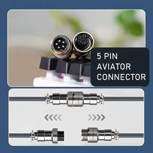 Alt view image 5 of 7 - Coiled Keyboard Cable for Gaming Custom Keyboard,Double-Sleeved Coiled USB C Cable with Detachable Metal Aviator,USB A To Type C&Type C To Type C for Mechanical Keybaord,Printer,Phone,Ipad,Xbox-Grey