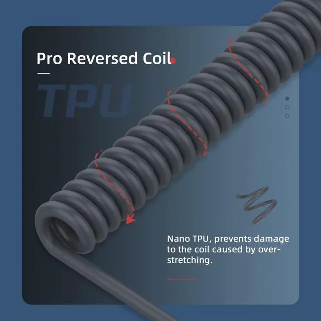 Alt view image 7 of 7 - Coiled Keyboard Cable for Gaming Custom Keyboard,Double-Sleeved Coiled USB C Cable with Detachable Metal Aviator,USB A To Type C&Type C To Type C for Mechanical Keybaord,Printer,Phone,Ipad,Xbox-Grey