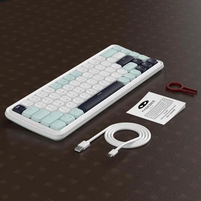 Alt view image 6 of 7 - MageGee 60% Slim Wireless Creamy Mechanical Keyboard,Moon68 RGB Backlit Gaming Keyboard,Quiet 2.4G/BT5.0/USB-C Blue Tooth 68Keys with Short Red Switches for PC MAC Xbox(Sky Blue)