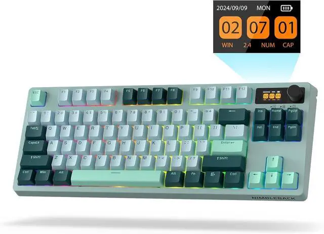 Main image of LTC Nimbleback NB841 PRO 75% Wireless Mechanical Keyboard w/Display Screen & Knob, 2.4G/ BT/USB-C Wired RGB 84 Keys Gaming Keyboard, 3-Layer Dampener, Hot Swap PCB, Software Support, Linear Switch