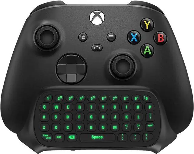 Alt view image 4 of 7 - TiMOVO Green Backlight Keyboard for Xbox One, Xbox Series X/S,Wireless Chatpad Message KeyPad with Headset & Audio Jack,Mini Game Keyboard Fit Xbox One/One S/One Elite/2, 2.4G Receiver Included, Black