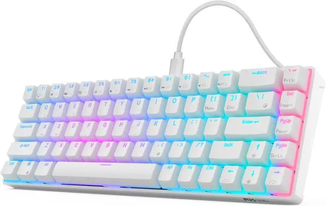 Main image of RK ROYAL KLUDGE RK68 Wired 65% Mechanical Keyboard, RGB Backlit Ultra-Compact 60% Layout 68 Keys Gaming Keyboard, Hot Swappable Keyboard with Stand-Alone Arrow/Control Keys, Red Switch White