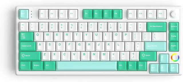 Main image of KEYMECHER KS75T 75% Mechanical Keyboard with Volume Knob, Tri-Mode Hot Swappable Gaming Keyboard, RGB Backlit, Bluetooth, 2.4G Connection with Silver Switches