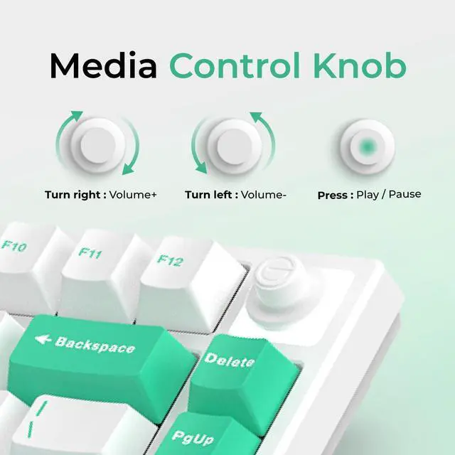 Alt view image 3 of 6 - KEYMECHER KS75T 75% Mechanical Keyboard with Volume Knob, Tri-Mode Hot Swappable Gaming Keyboard, RGB Backlit, Bluetooth, 2.4G Connection with Silver Switches