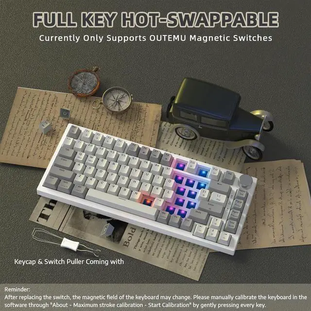Alt view image 7 of 7 - ATTACK SHARK K85 Rapid Trigger 75% Wired Mechanical Gaming Keyboard Gasket with Hot Swapped Adjustable Actuation Magnetic Switch Programmable Knob TKL RGB Backlit PBT Keycaps for Win Mac Gamer(Gray)