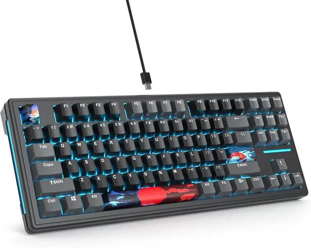 Main image of Owpkeenthy 75% Gasket Mounted Mechanical Gaming Keyboard Hot Swappable, Wired 87 Keys South-Facing RGB Keyboard with Quiet Linear White Switch Cherry Keycaps for Win mac (Black)