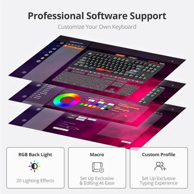 Alt view image 6 of 6 - Owpkeenthy 75% Gasket Mounted Mechanical Gaming Keyboard Hot Swappable, Wired 87 Keys South-Facing RGB Keyboard with Quiet Linear White Switch Cherry Keycaps for Win mac (Black)