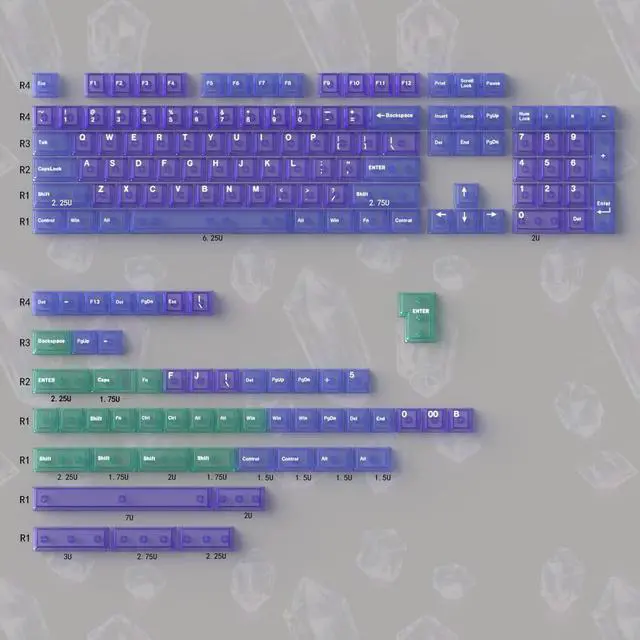 Alt view image 6 of 7 - Crystal Clear Keycaps Set, 156 Keys Cherry Profile Purple Transparent Keycap, Shine Through Keyboard caps for 60% 65% 75% 100% Backlit Mx Switches Mechanical Gaming Keyboard