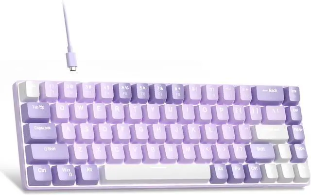 Main image of MageGee Portable 60% Mechanical Gaming Keyboard, MK-Box LED White Backlit Compact 68 Keys Mini Wired Office Keyboard with Red Switch for Windows Laptop PC Mac - Violets