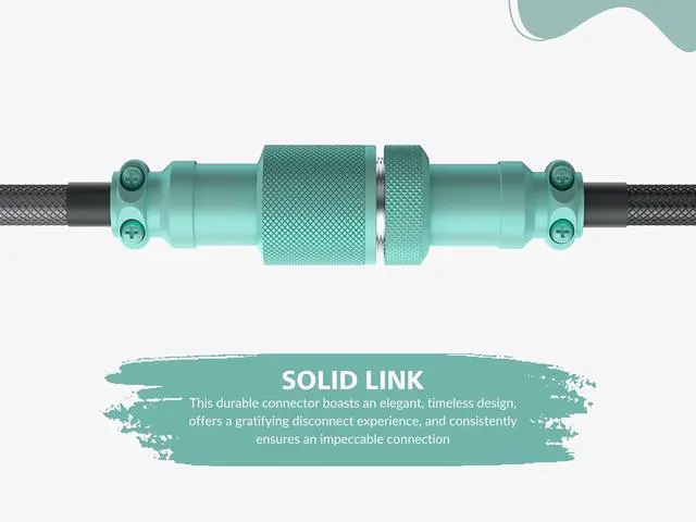 Alt view image 6 of 7 - Ranked Coiled Keyboard Cable | Handcrafted Double-Sleeved Braided Cable | USB Type C to A | 5-Pin Aviator Connector for Custom Mechanical Gaming Keyboard | Support Fast Charge 20W (Dolch)