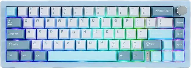 Main image of BOYI GMK67 65% Mechanical Keyboard,Hot-Swappable BT5.0/2.4G/Type-C Tri-Mode Wireless RGB Gasket Mounted Customized South-Facing LED Kit Keyboard (Blue-White)