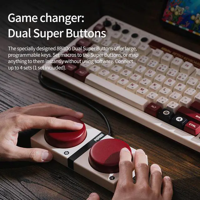 Alt view image 5 of 6 - AKNES 8Bitdo Retro Mechanical TKL Keyboard, Hot Swappable with 87 Keys, Dual Programmable Buttons, Bluetooth / 2.4G / USB-C for Windows and Android - Fami Edition
