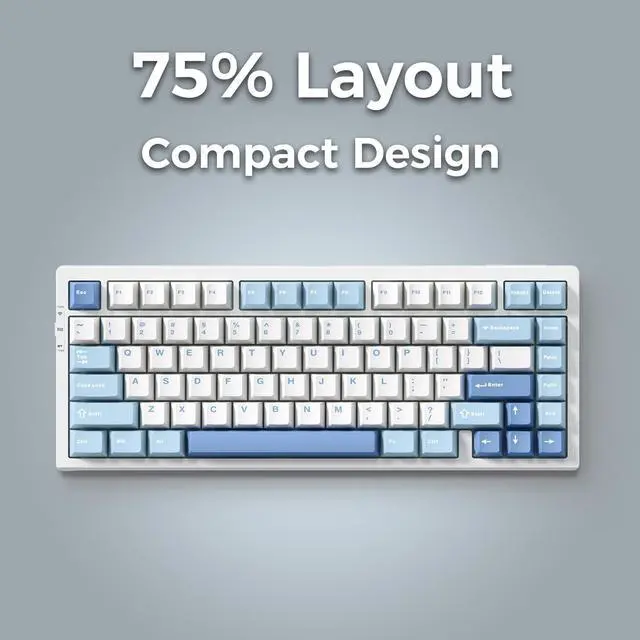 Alt view image 3 of 6 - G75 Pro Wireless Mechanical Keyboard, 75% Layout, Gasket Mounted, 5 Layers Dampening,RGB Backlit, 2.4GHz/BT/Wired Tri-Mode, Hot Swappable (Blue, Cabbage Tofu Switch)